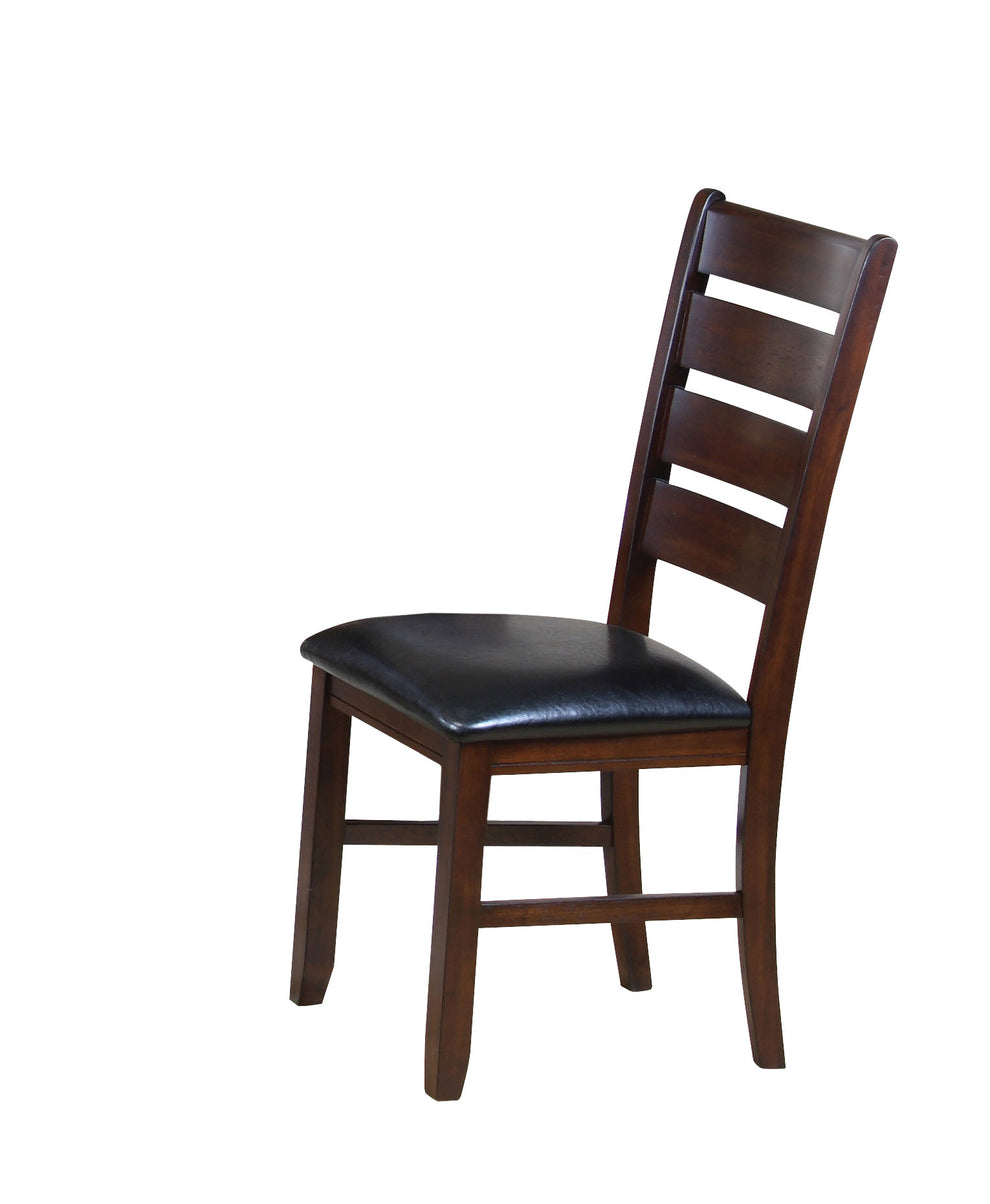 Set of Two Black And Brown Faux Leather Wood Slat Back Dining Side Chairs By Homeroots | Dining Chairs | Modishstore - 6
