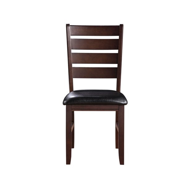 Set of Two Black And Brown Faux Leather Wood Slat Back Dining Side Chairs By Homeroots | Dining Chairs | Modishstore - 4