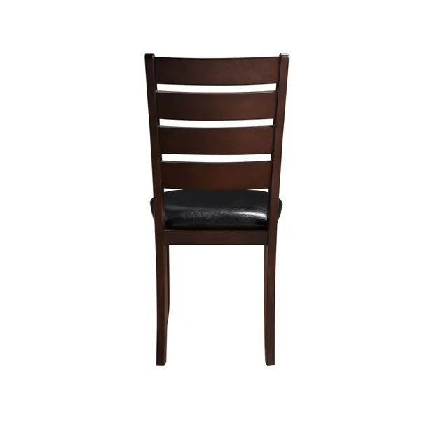 Set of Two Black And Brown Faux Leather Wood Slat Back Dining Side Chairs By Homeroots | Dining Chairs | Modishstore - 3