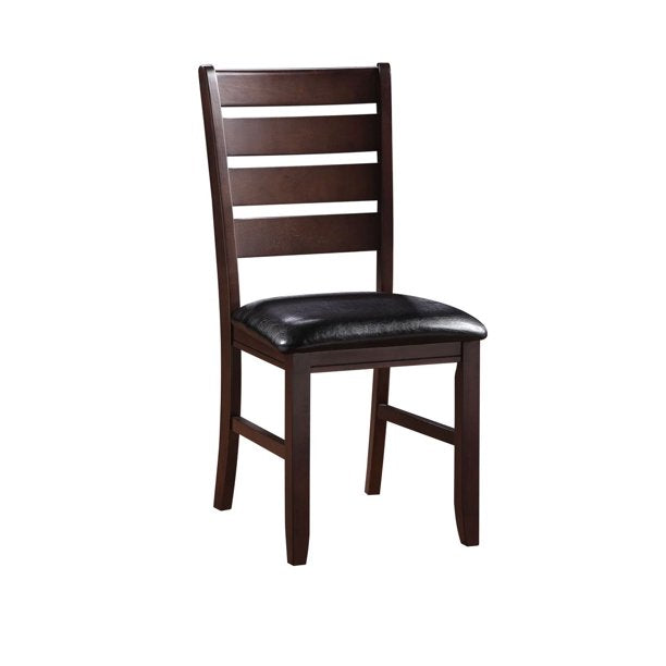 Set of Two Black And Brown Faux Leather Wood Slat Back Dining Side Chairs By Homeroots | Dining Chairs | Modishstore - 7