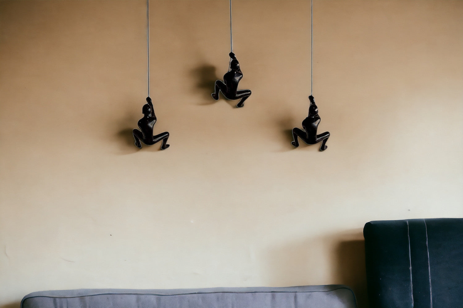 Set of Three Black Resin Novelty Hanging Dimensional Sculpture By Homeroots | Wall Decor | Modishstore - 3