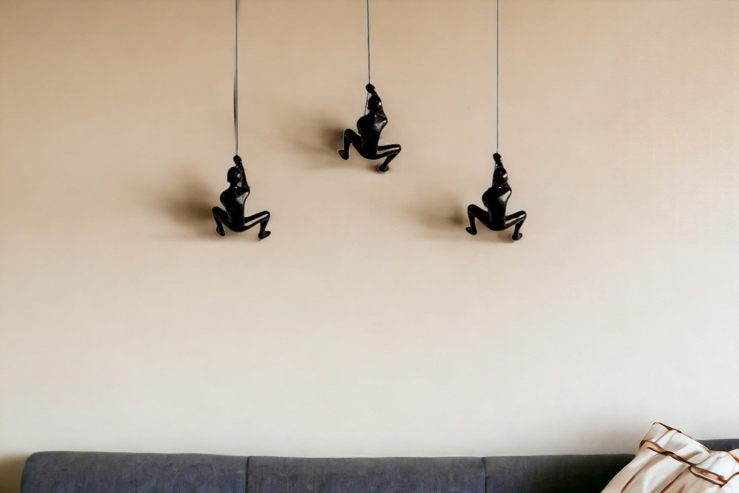 Set of Three Black Resin Novelty Hanging Dimensional Sculpture By Homeroots | Wall Decor | Modishstore - 2