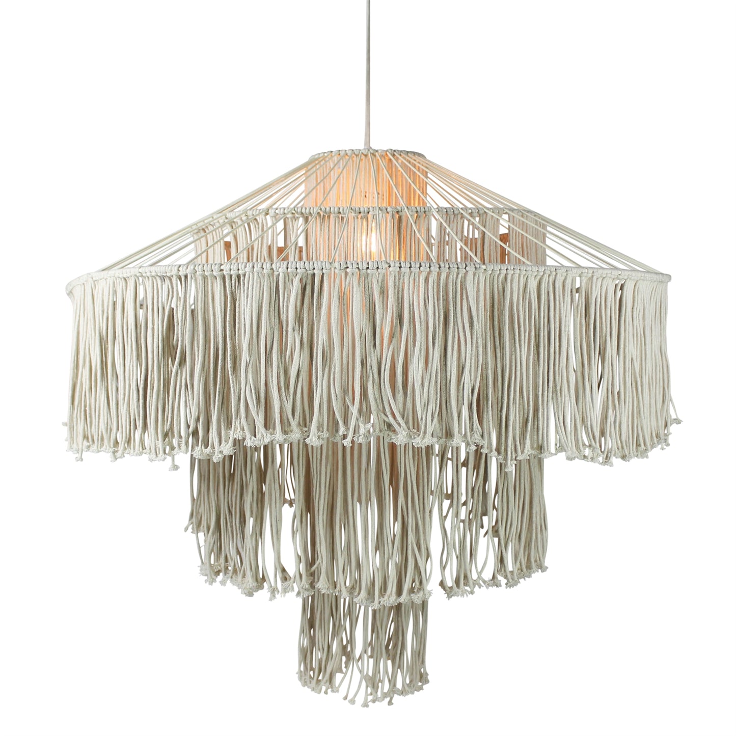 Macrame Fringe Pendant Set Of 4 By HomArt | Pendant Lamps | Modishstore - 1