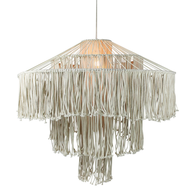 Macrame Fringe Pendant Set Of 4 By HomArt | Pendant Lamps | Modishstore - 1