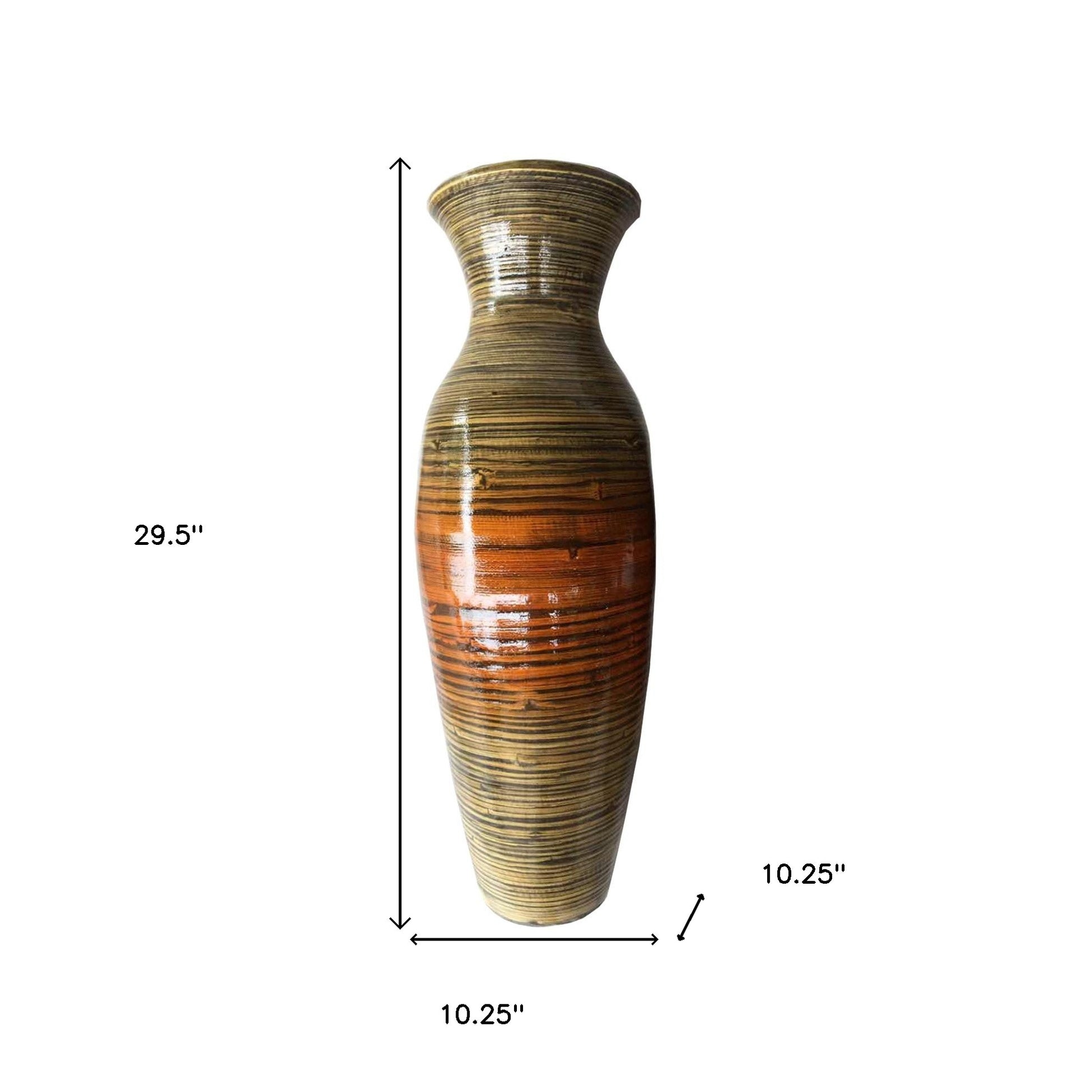 Gold and Brown Striped Urn Bamboo Floor Vase By Homeroots | Vases | Modishstore - 6