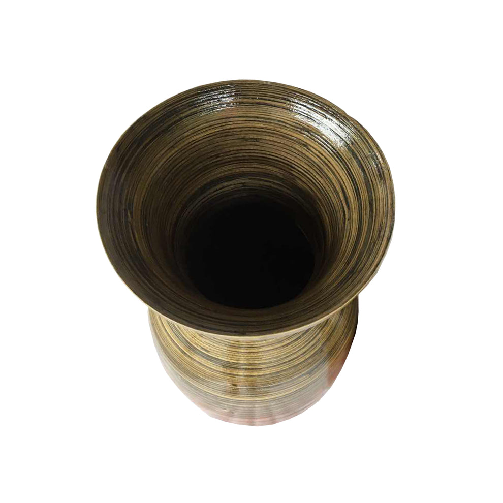 Gold and Brown Striped Urn Bamboo Floor Vase By Homeroots | Vases | Modishstore - 3