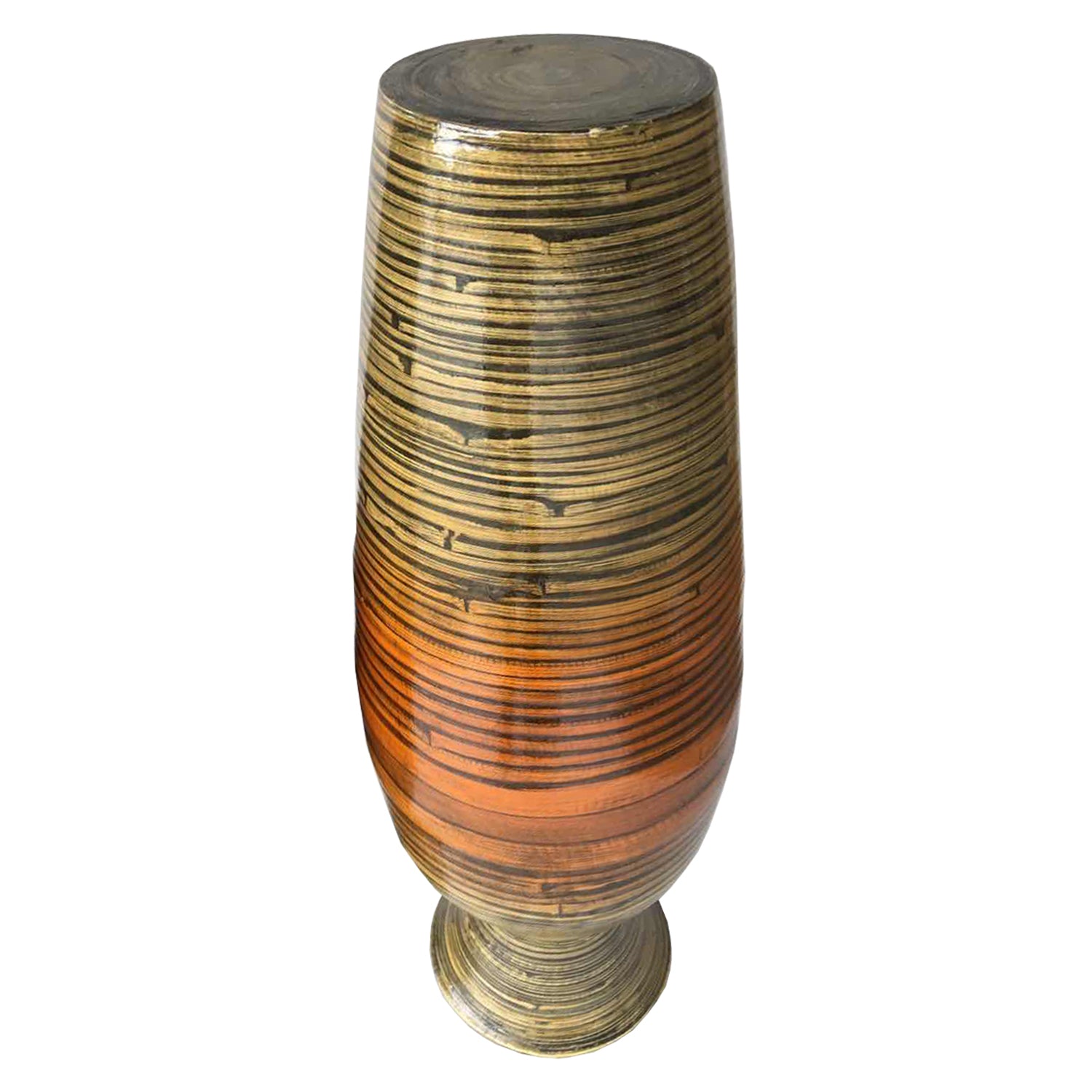 Gold and Brown Striped Urn Bamboo Floor Vase By Homeroots | Vases | Modishstore - 5