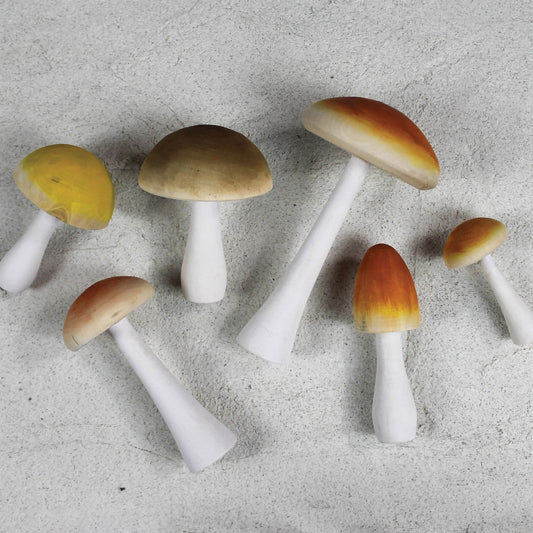 Colorful Mushrooms, Wood - Set of 6 By HomArt | Ornaments | Modishstore