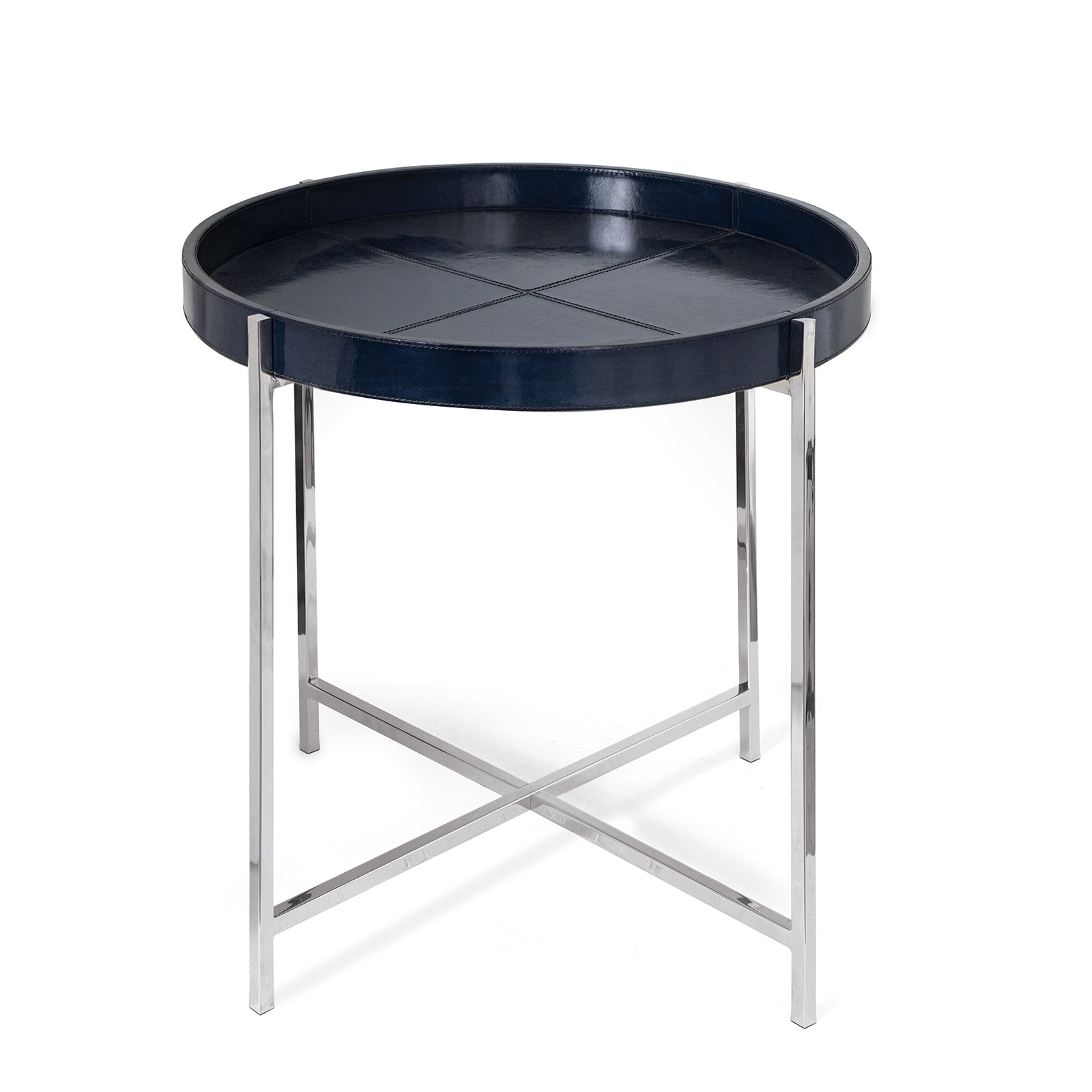 Derby Leather Tray Table (Blue) By Regina Andrew | Side Tables | Modishstore