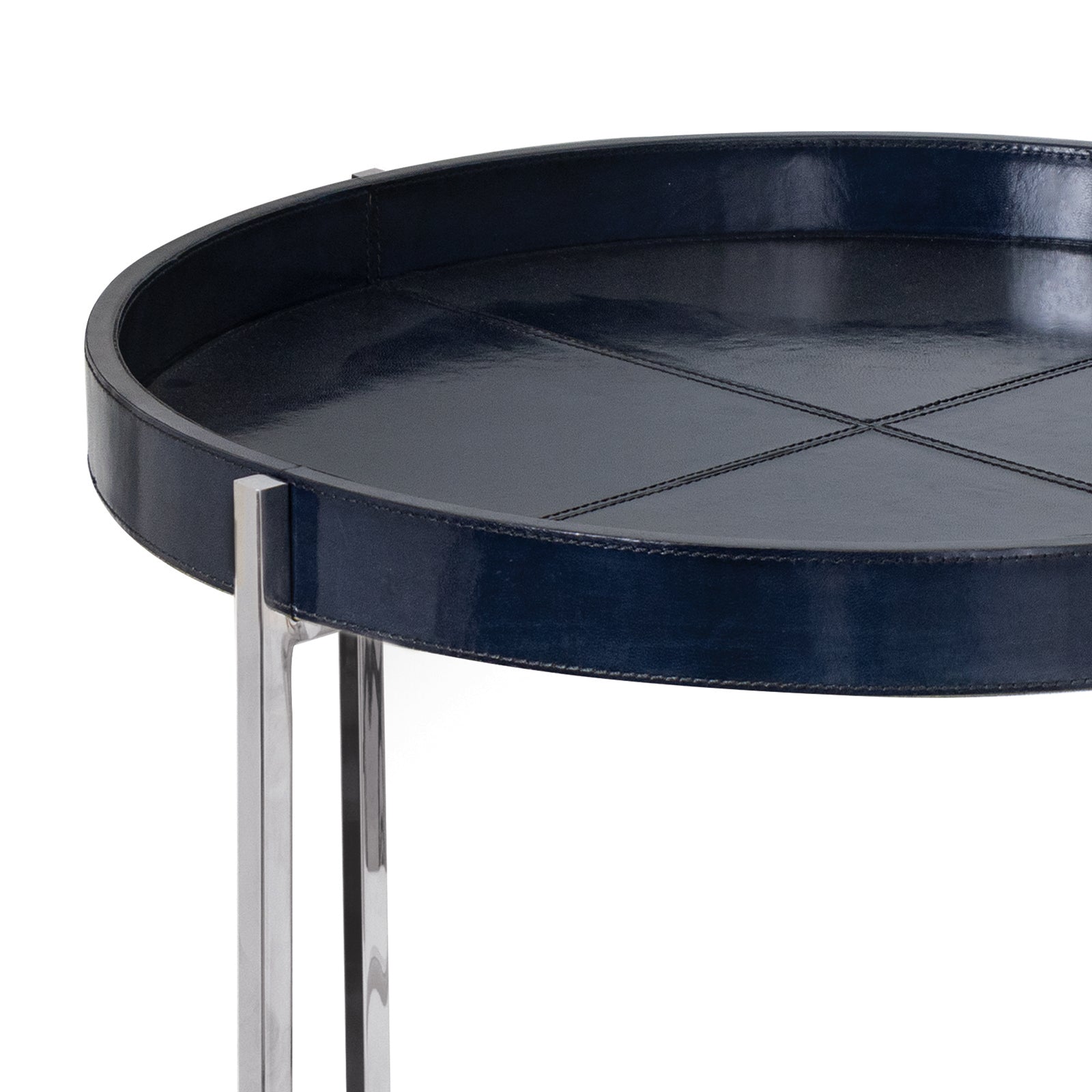 Derby Leather Tray Table (Blue) By Regina Andrew | Side Tables | Modishstore - 6