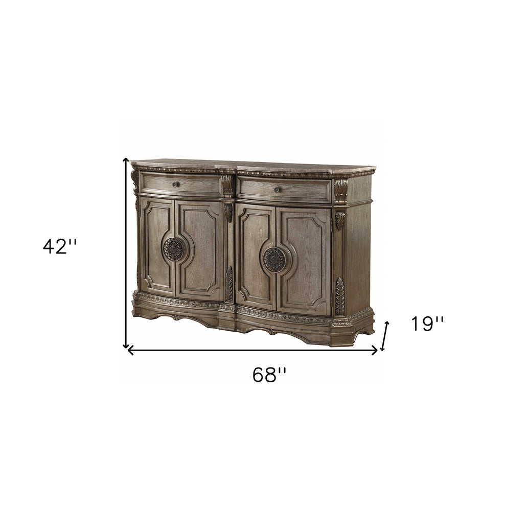 Champagne Solid Wood Two Drawer Server By Homeroots | Sideboards | Modishstore - 6