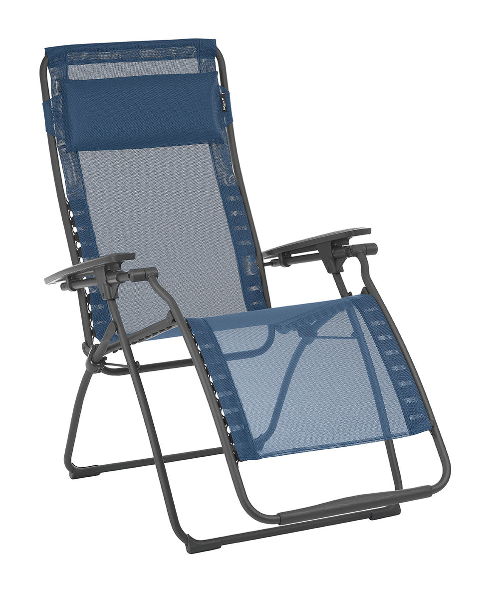 Blue Metal Outdoor Zero Gravity Chair with Blue Cushion By Homeroots | Outdoor Chairs | Modishstore - 3
