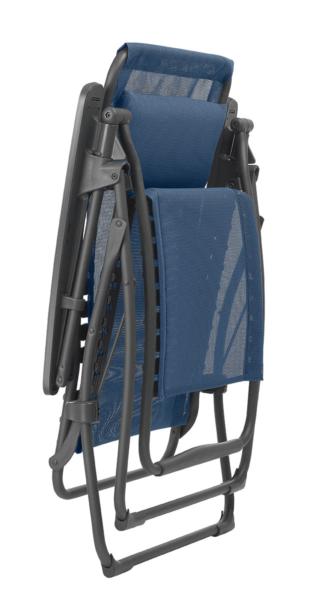 Blue Metal Outdoor Zero Gravity Chair with Blue Cushion By Homeroots | Outdoor Chairs | Modishstore - 1