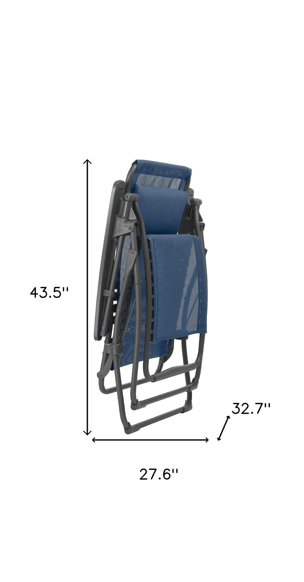 Blue Metal Outdoor Zero Gravity Chair with Blue Cushion By Homeroots | Outdoor Chairs | Modishstore - 5