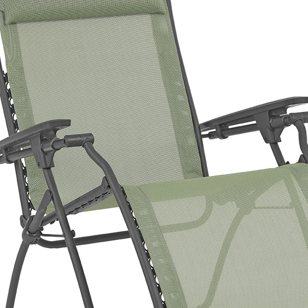 Green Steel Outdoor Zero Gravity Chair with Green Cushion By Homeroots | Outdoor Chairs | Modishstore - 4