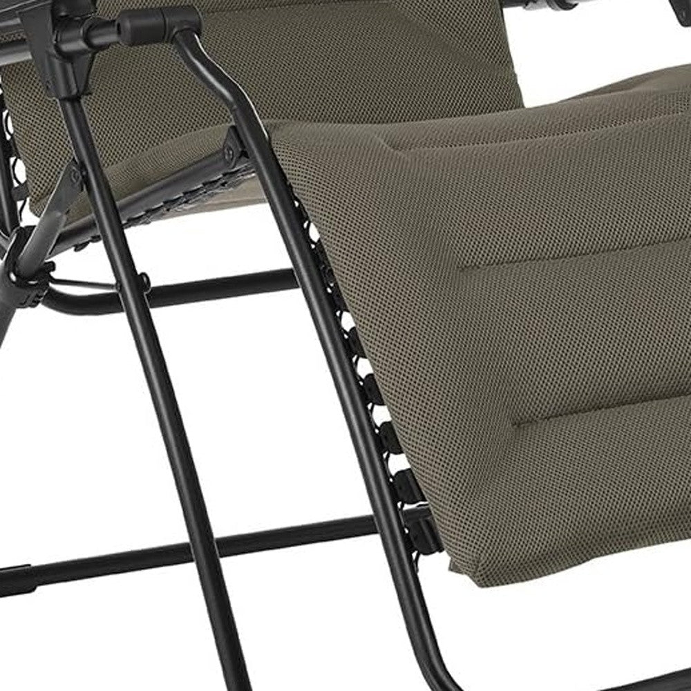 Gray Steel Outdoor Zero Gravity Chair with Gray Cushion By Homeroots | Outdoor Chairs | Modishstore - 3
