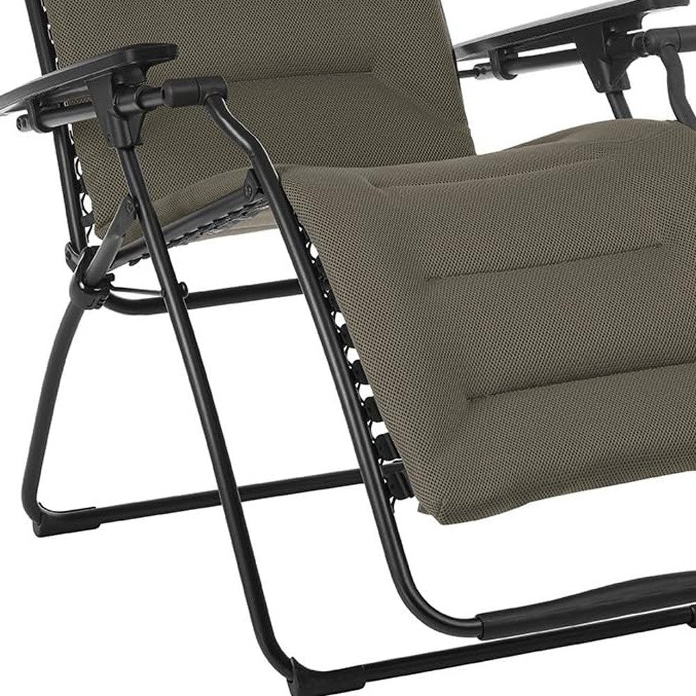 Gray Steel Outdoor Zero Gravity Chair with Gray Cushion By Homeroots | Outdoor Chairs | Modishstore - 4