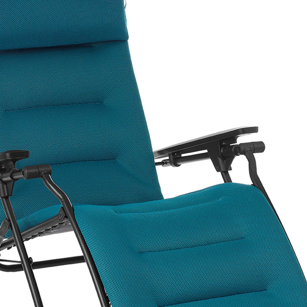 Blue Steel Outdoor Zero Gravity Chair with Blue Cushion By Homeroots | Outdoor Chairs | Modishstore - 5