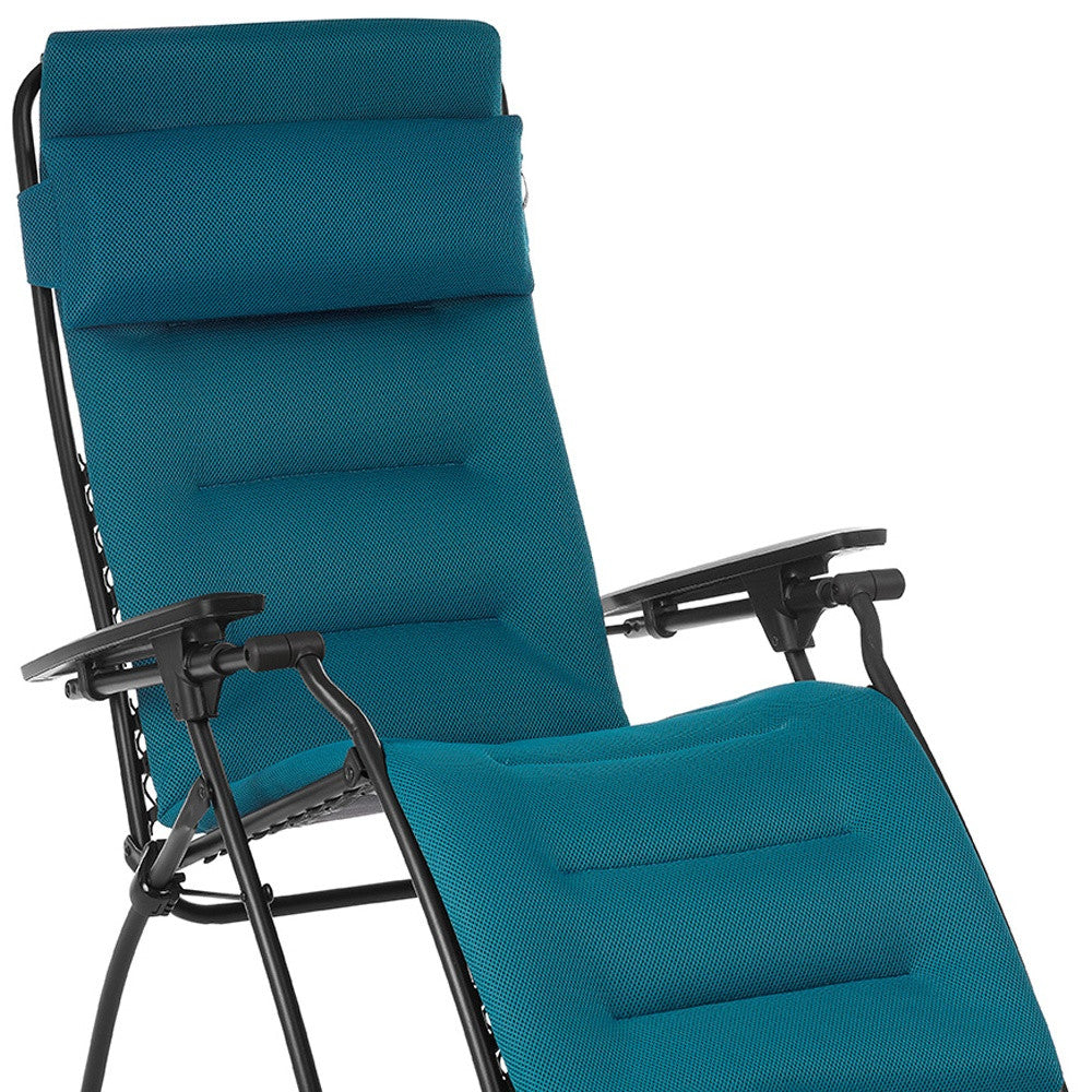 Blue Steel Outdoor Zero Gravity Chair with Blue Cushion By Homeroots | Outdoor Chairs | Modishstore - 7