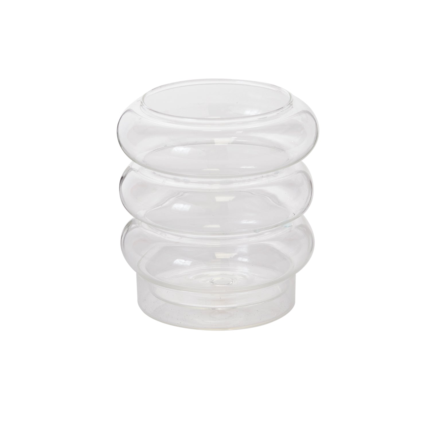 Stacked Rings Glass Pot with Saucer Set of 2 By Accent Decor | Planters, Troughs & Cachepots | Modishstore - 2