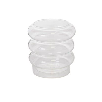 Stacked Rings Glass Pot with Saucer Set of 2 By Accent Decor | Planters, Troughs & Cachepots | Modishstore - 2