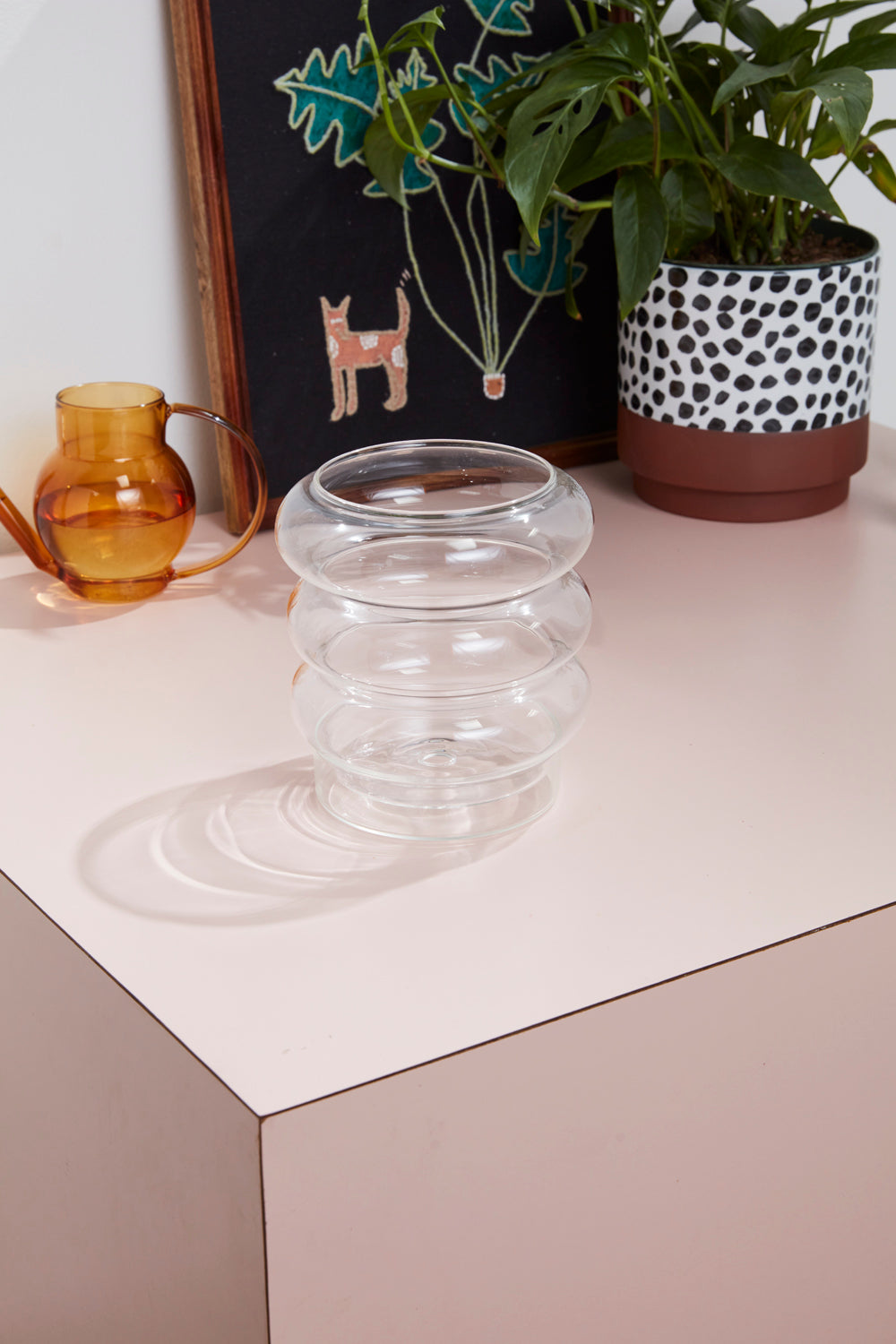 Stacked Rings Glass Pot with Saucer Set of 2 By Accent Decor | Planters, Troughs & Cachepots | Modishstore - 4