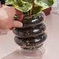 Stacked Rings Glass Pot with Saucer Set of 2 By Accent Decor | Planters, Troughs & Cachepots | Modishstore - 5