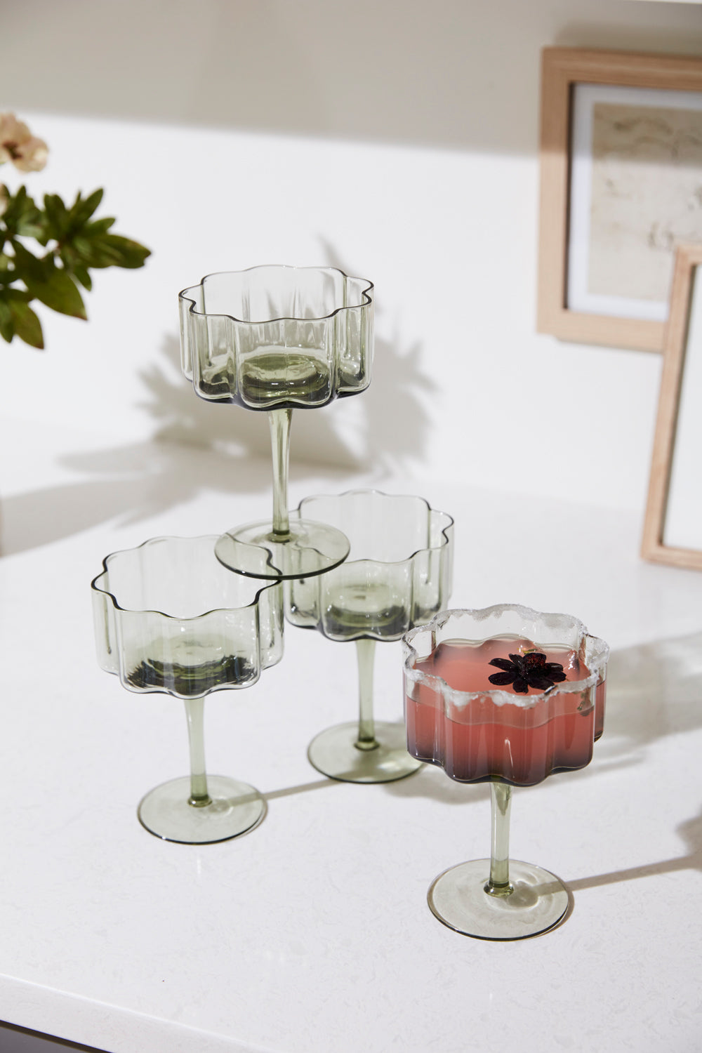 Floret Drinkware Set of 4 By Accent Decor | Planters, Troughs & Cachepots | Modishstore - 4