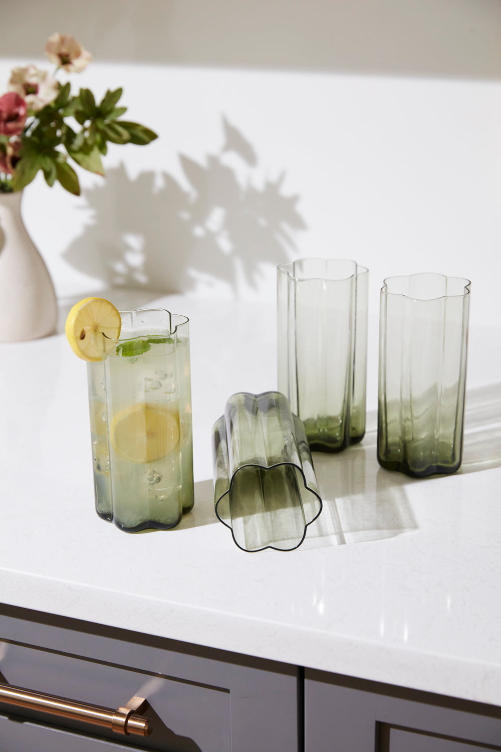 Floret Drinkware Set of 4 By Accent Decor | Planters, Troughs & Cachepots | Modishstore - 7