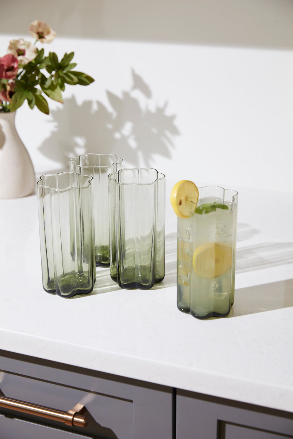 Floret Drinkware Set of 4 By Accent Decor | Planters, Troughs & Cachepots | Modishstore - 8