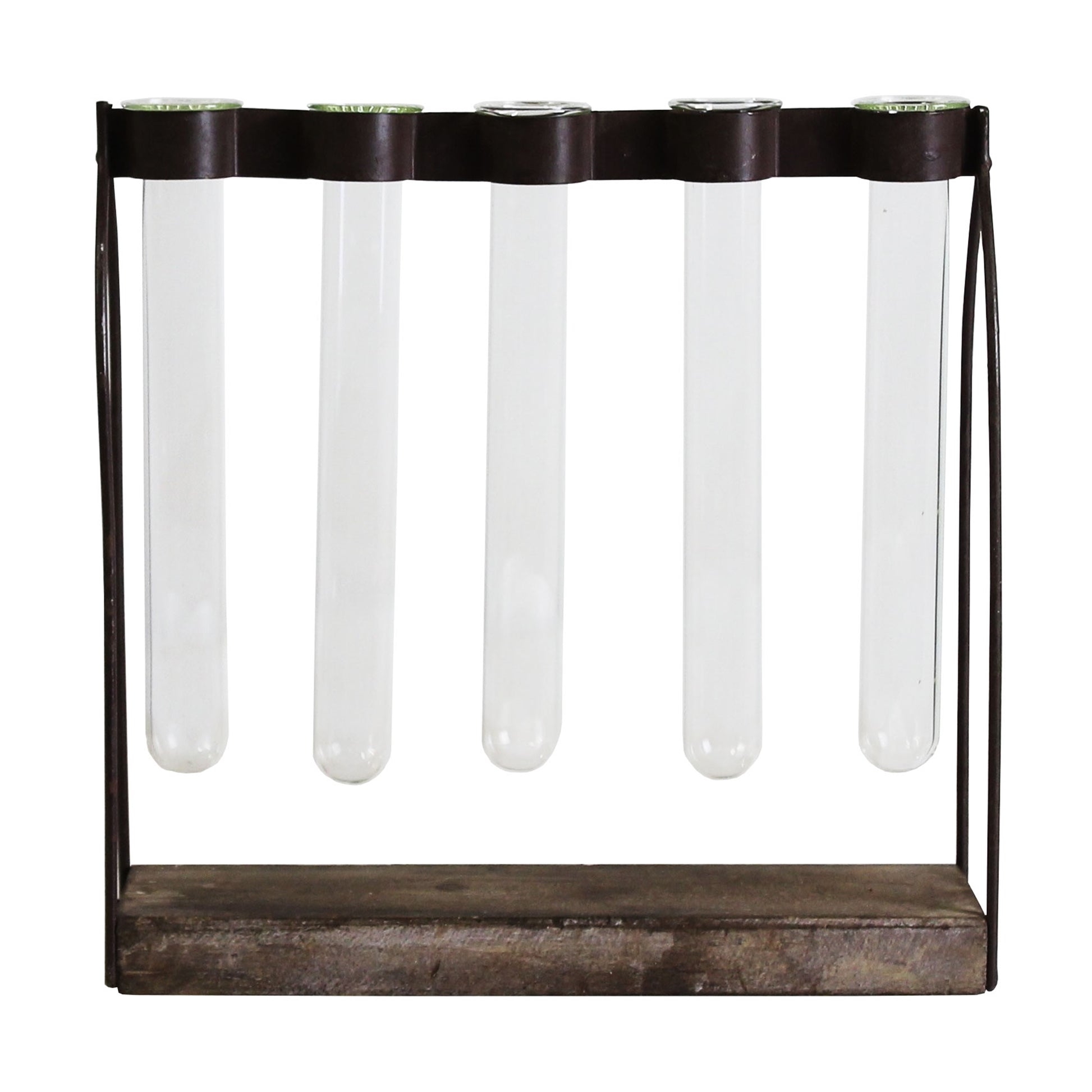 Mirabelle Quintuple Tube Vase, Wood, Iron & Glass Set Of 4 By HomArt | Vases | Modishstore - 3