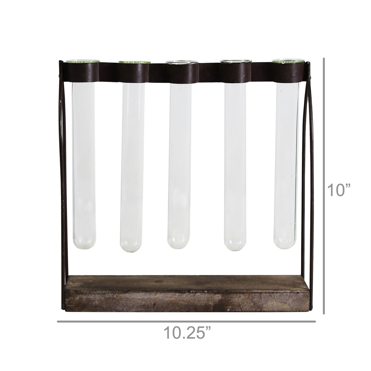 Mirabelle Quintuple Tube Vase, Wood, Iron & Glass Set Of 4 By HomArt | Vases | Modishstore - 2