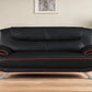 Black Leather Sofa With Silver Legs By Homeroots | Sofas | Modishstore - 1