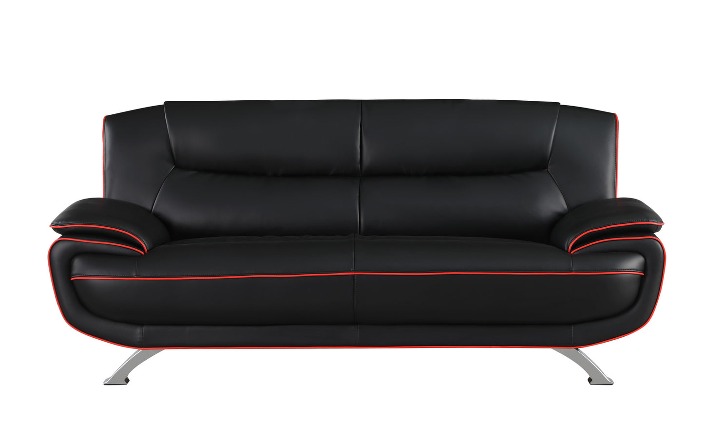 Black Leather Sofa With Silver Legs By Homeroots | Sofas | Modishstore - 2