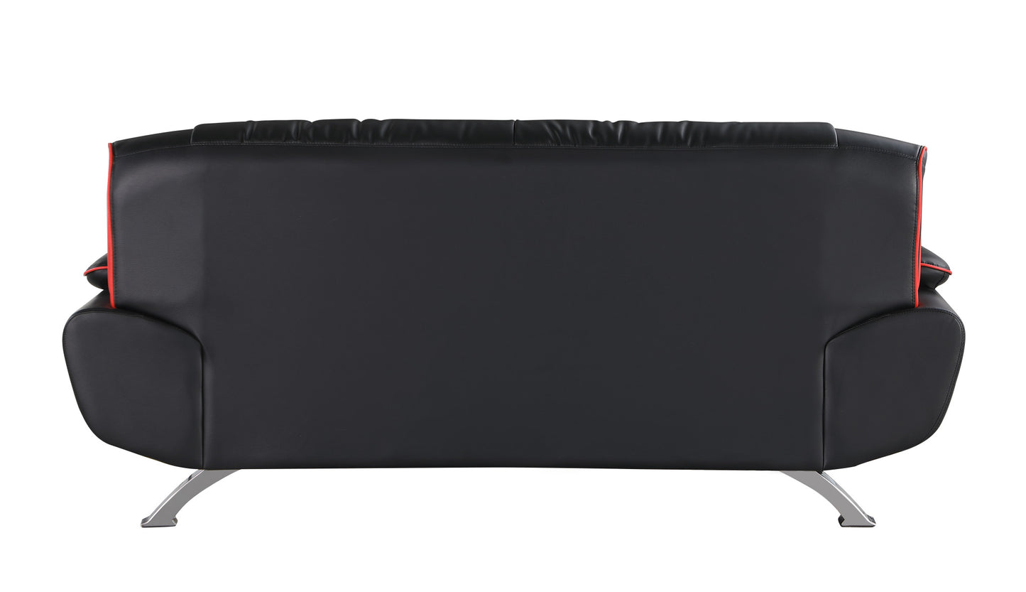 Black Leather Sofa With Silver Legs By Homeroots | Sofas | Modishstore - 5