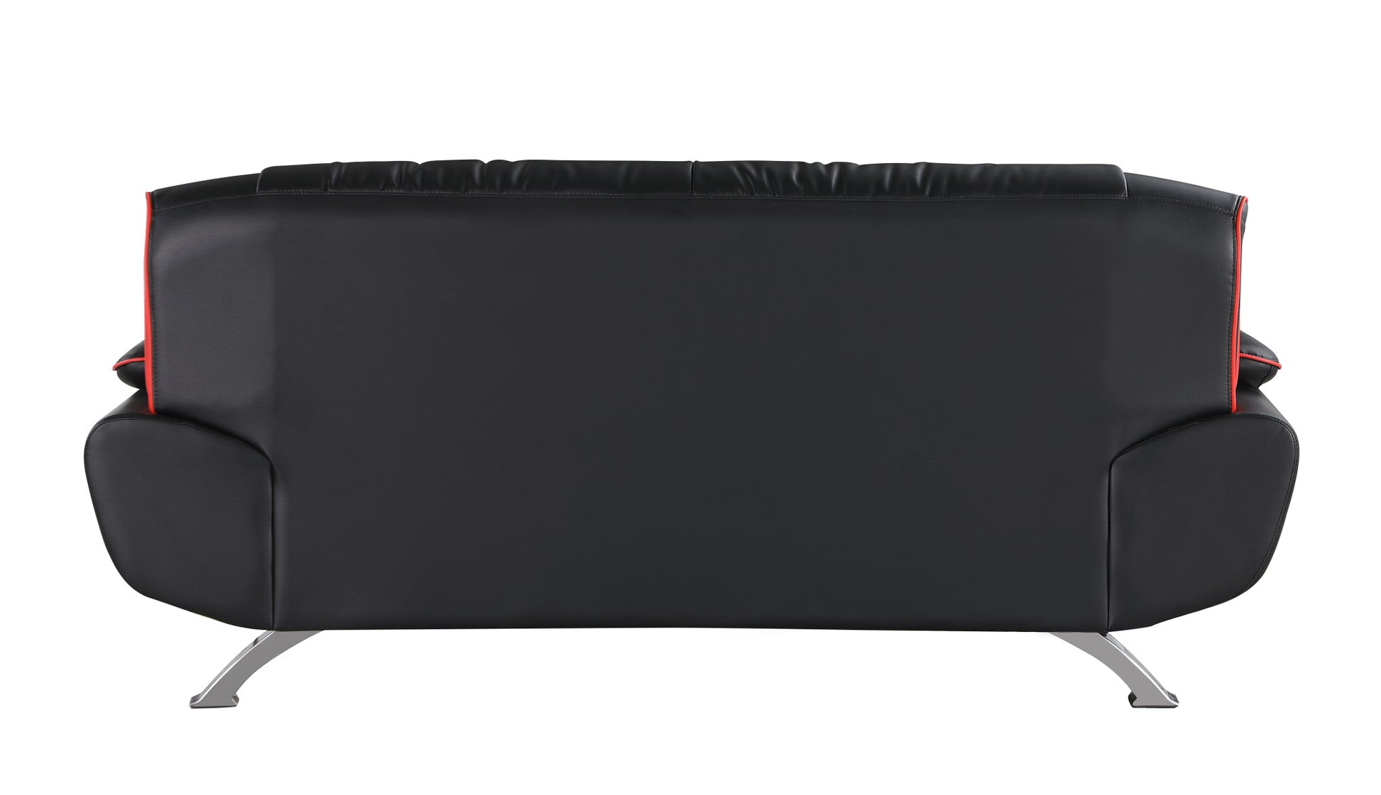 Black Leather Sofa With Silver Legs By Homeroots | Sofas | Modishstore - 5