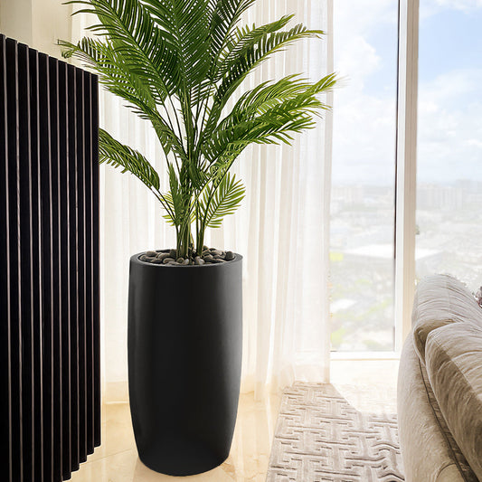 Fiberglass: Barrel 32.6"H Planter, Black By Gold Leaf | Planters, Troughs & Cachepots | Modishstore - 1