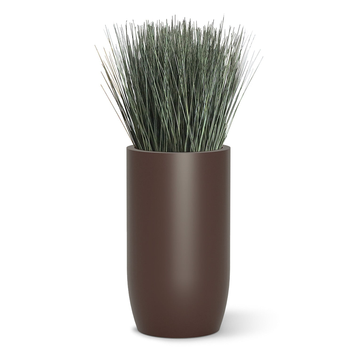 Grass: Cortada Grass in Barrel Planter MD, Brown DK Satin By Gold Leaf | Planters, Troughs & Cachepots | Modishstore - 1
