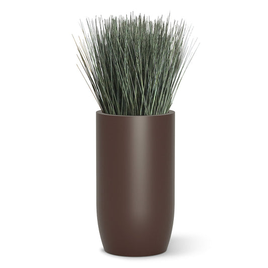 Grass: Cortada Grass in Barrel Planter MD, Brown DK Satin By Gold Leaf | Planters, Troughs & Cachepots | Modishstore - 1