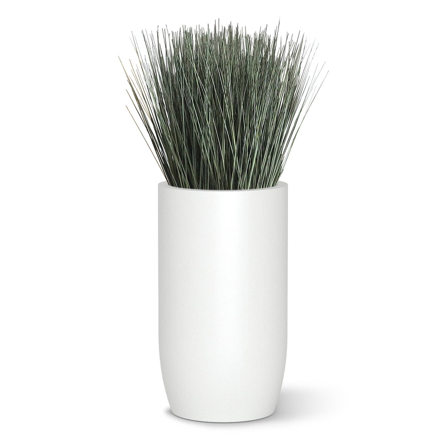 Grass: Cortada Grass in Barrel Planter MD, White Satin By Gold Leaf | Planters, Troughs & Cachepots | Modishstore - 1