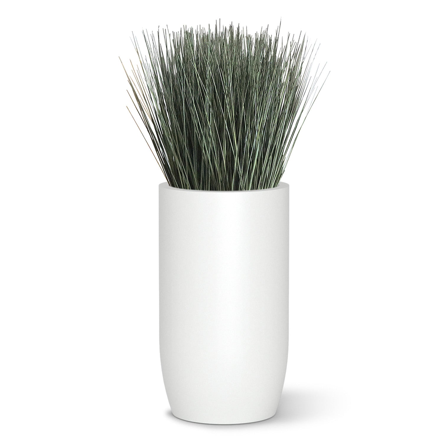 Grass: Cortada Grass in Barrel Planter MD, White Satin By Gold Leaf | Planters, Troughs & Cachepots | Modishstore - 1