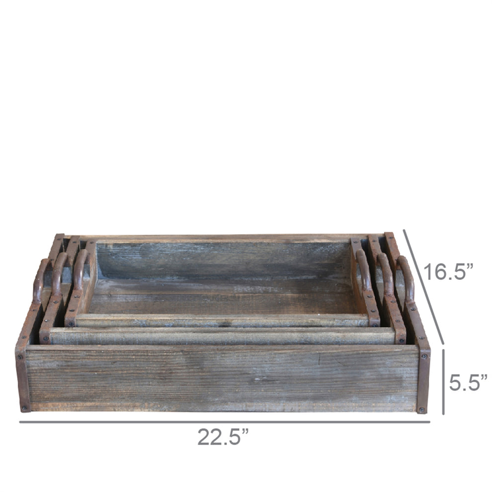 Jennings Wood Trays, Set of 3 By HomArt | Trays | Modishstore - 2