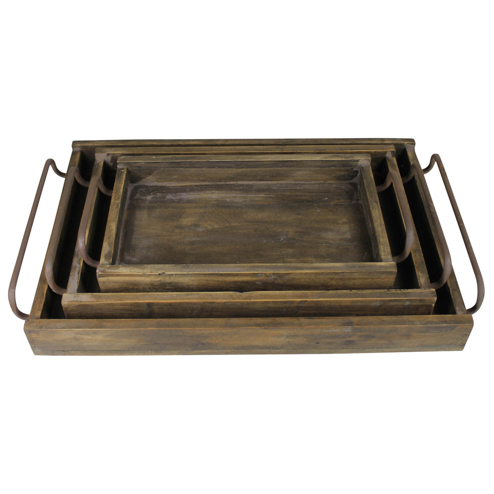 Davis Trays, Wood, Set of 3 By HomArt | Trays | Modishstore - 3