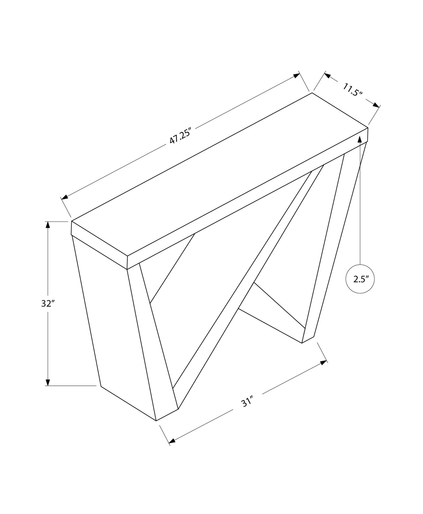 Taupe Abstract Console Table By Homeroots | Console Tables | Modishstore - 2