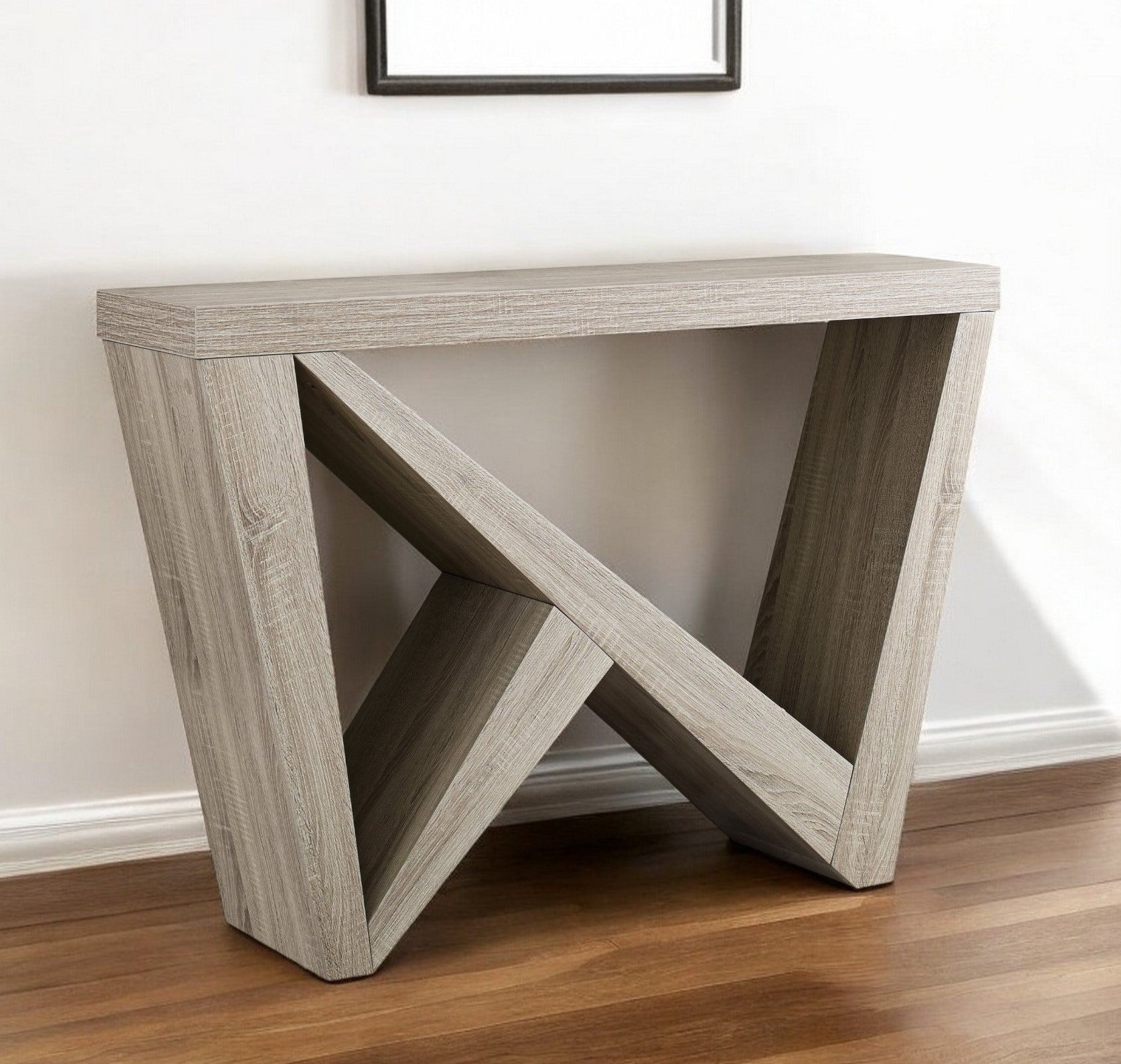 Taupe Abstract Console Table By Homeroots | Console Tables | Modishstore - 3