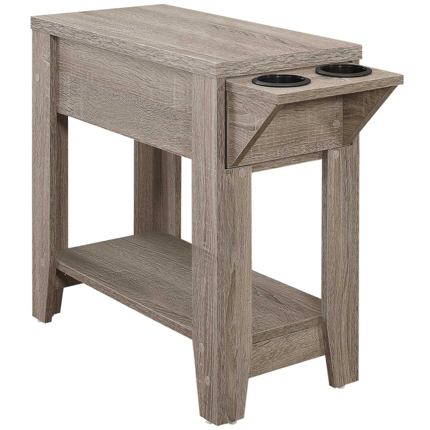 Taupe Wood End Table With Shelf By Homeroots | End Tables | Modishstore - 1