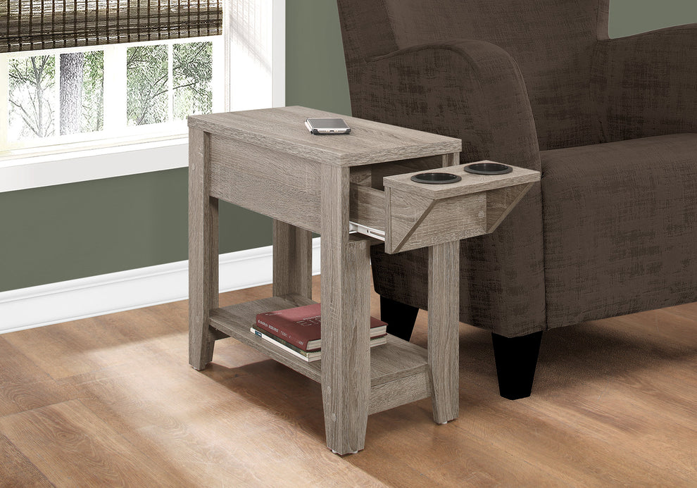 Taupe Wood End Table With Shelf By Homeroots | End Tables | Modishstore - 7