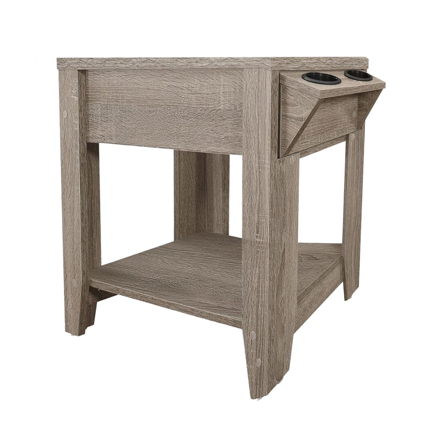 Taupe Wood End Table With Shelf By Homeroots | End Tables | Modishstore - 5