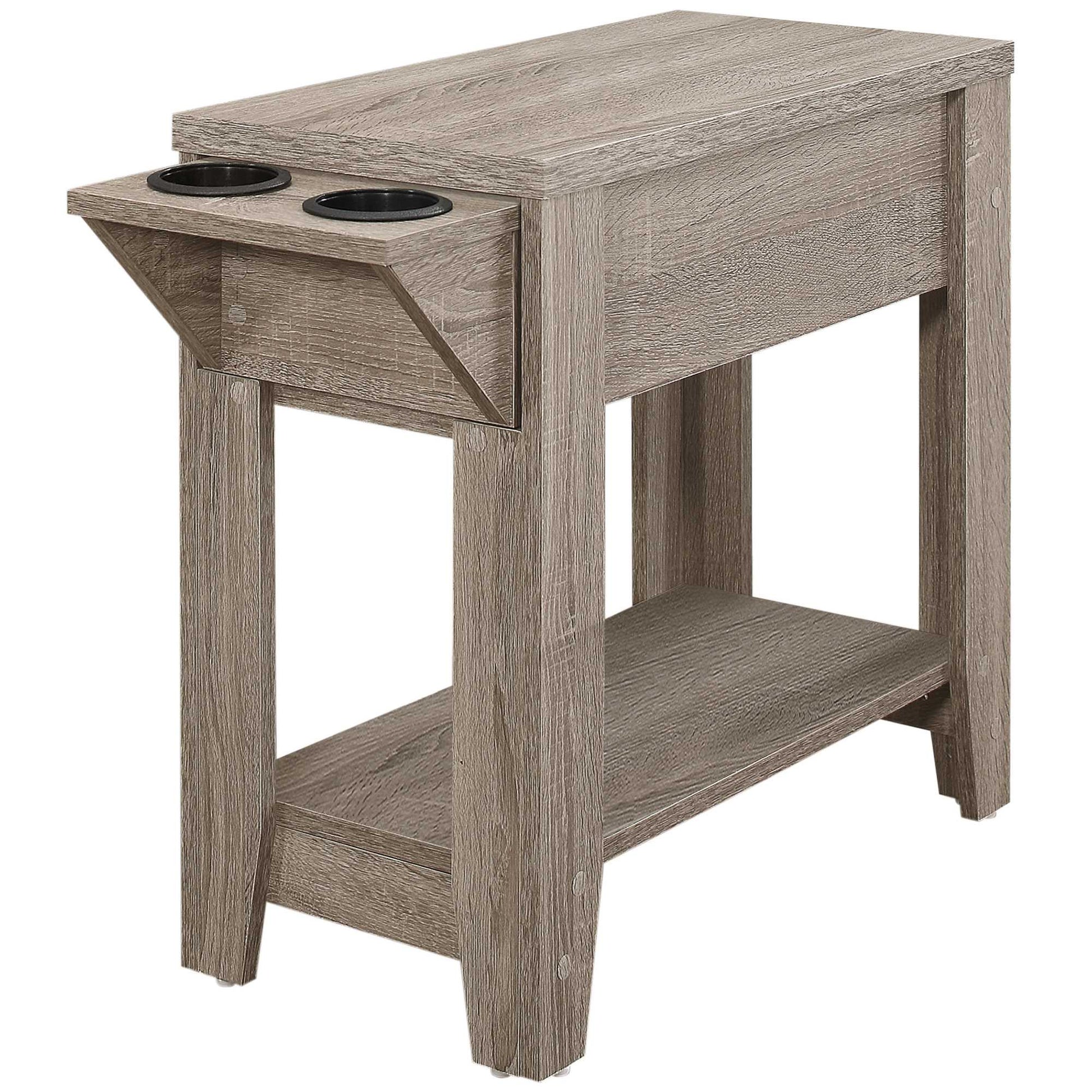 Taupe Wood End Table With Shelf By Homeroots | End Tables | Modishstore - 6