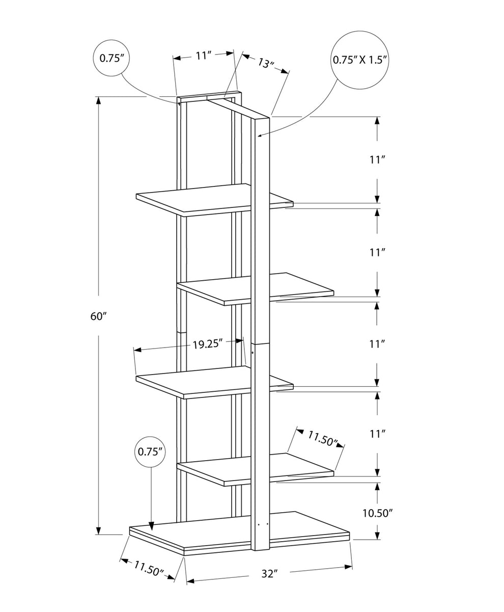 Taupe Metal Five Tier Etagere Bookcase By Homeroots | Bookcases | Modishstore - 6